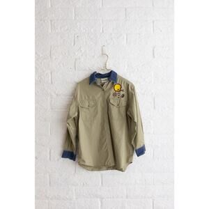 Copper Key Men’s Khaki and Denim ASU Button-Down Long Sleeve Shirt VTG